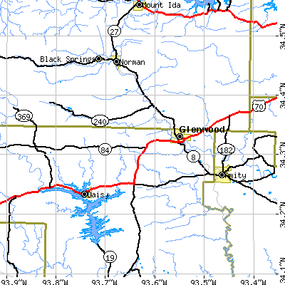 Zip code 71943 close-up map