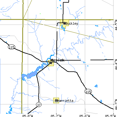 Zip code 49668 close-up map