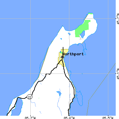 Zip code 49670 close-up map