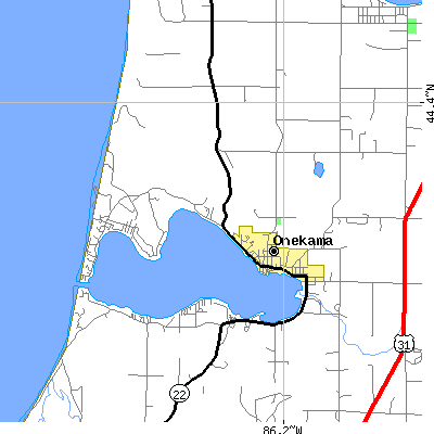 Zip code 49675 close-up map
