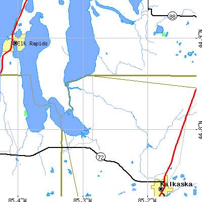 Zip code 49676 close-up map