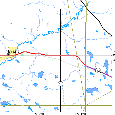 Zip code 49679 close-up map