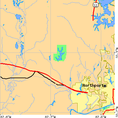 Zip code 35452 close-up map