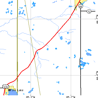 Zip code 49680 close-up map