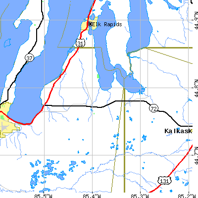 Zip code 49690 close-up map