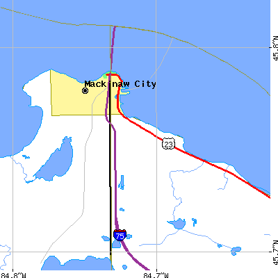 Zip code 49701 close-up map