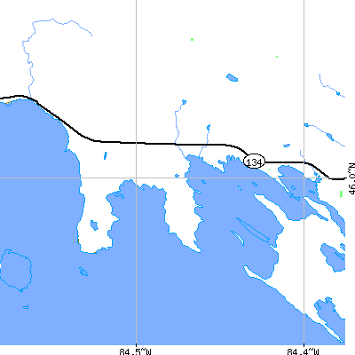Zip code 49745 close-up map
