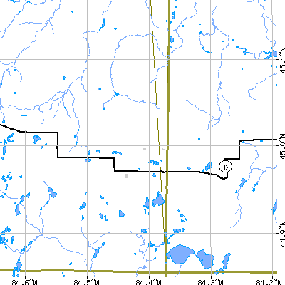 Zip code 49751 close-up map