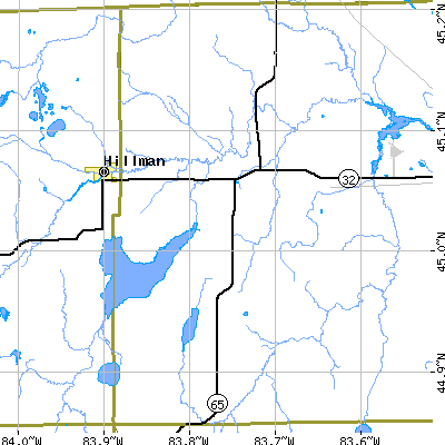 Zip code 49753 close-up map
