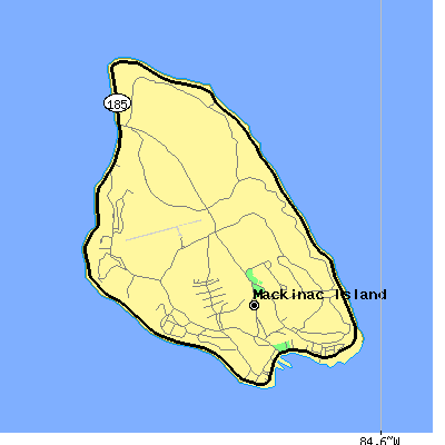 Zip code 49757 close-up map