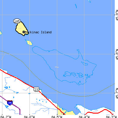 Zip code 49775 close-up map