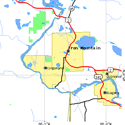 Zip code 49802 close-up map