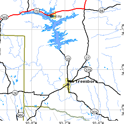 Zip code 71958 close-up map