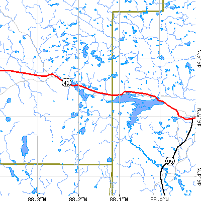 Zip code 49861 close-up map