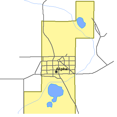 Zip code 49902 close-up map