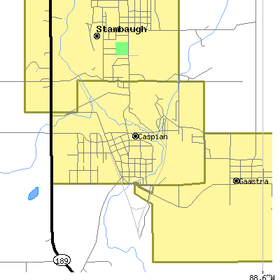 Zip code 49915 close-up map