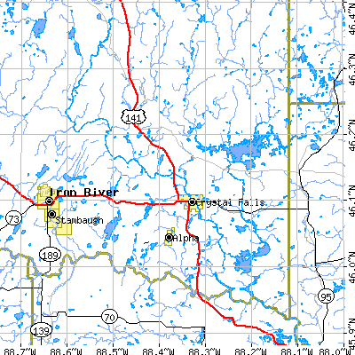 Zip code 49920 close-up map