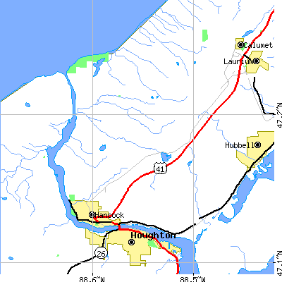 Zip code 49930 close-up map