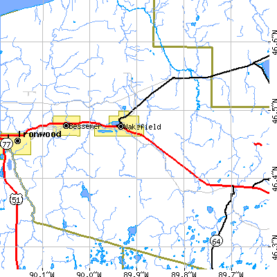 Zip code 49968 close-up map