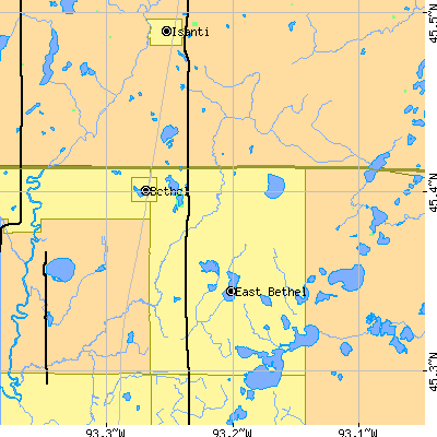 Zip code 55005 close-up map