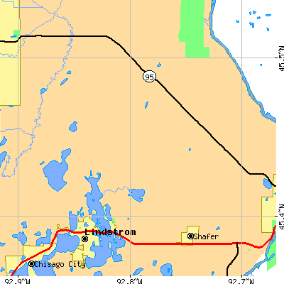 Zip code 55012 close-up map