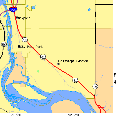Zip code 55016 close-up map