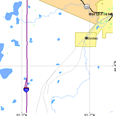 Zip code 55019 close-up map
