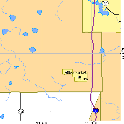 Zip code 55020 close-up map
