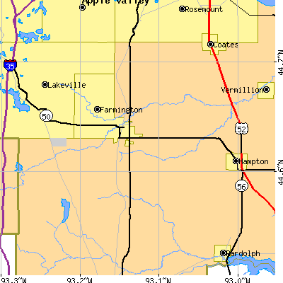 Zip code 55024 close-up map