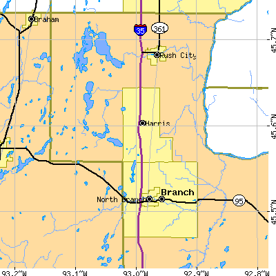 Zip code 55032 close-up map