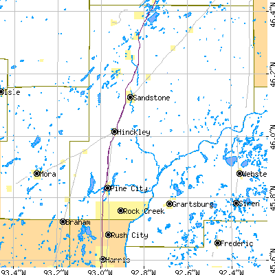 Zip code 55037 close-up map