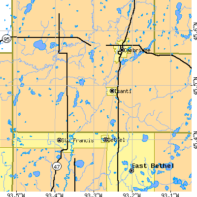 Zip code 55040 close-up map