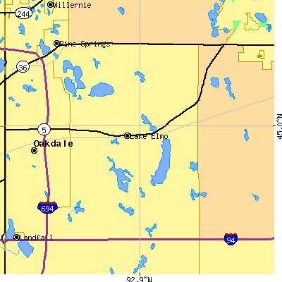 Zip code 55042 close-up map