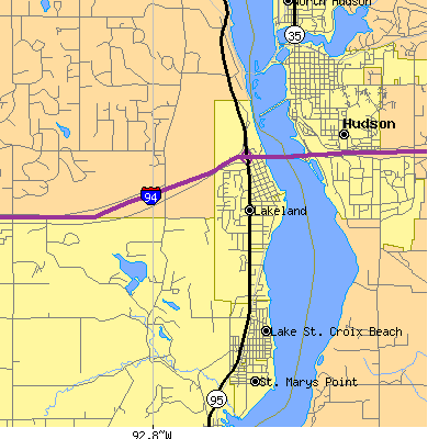 Zip code 55043 close-up map
