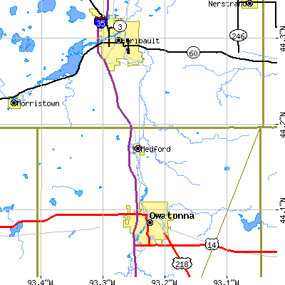 Zip code 55049 close-up map