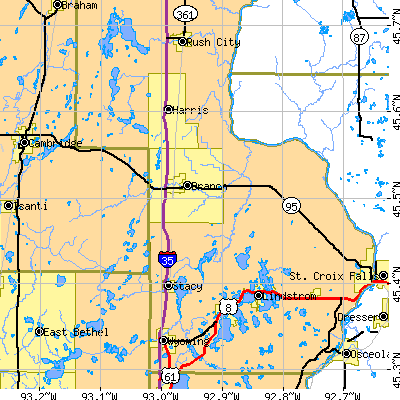 Zip code 55056 close-up map