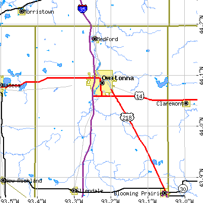Zip code 55060 close-up map