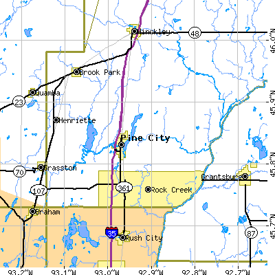 Zip code 55063 close-up map