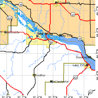 Zip code 55066 close-up map