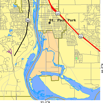 Zip code 55071 close-up map