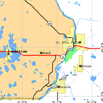 Zip code 55074 close-up map