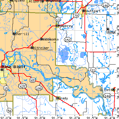 Zip code 72004 close-up map