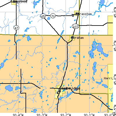 Zip code 55080 close-up map