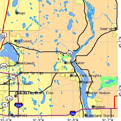 Zip code 55082 close-up map