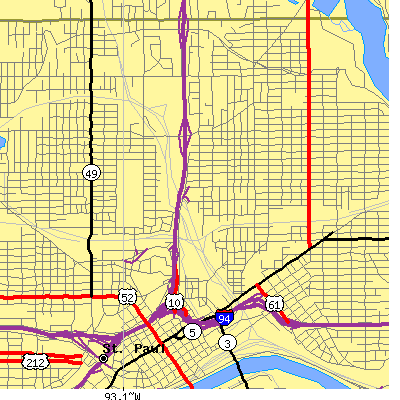 Zip code 55101 close-up map