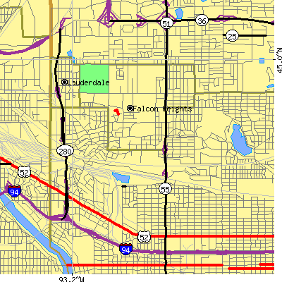 Zip code 55108 close-up map