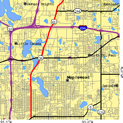 Zip code 55109 close-up map