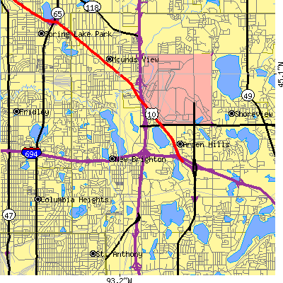 Zip code 55112 close-up map