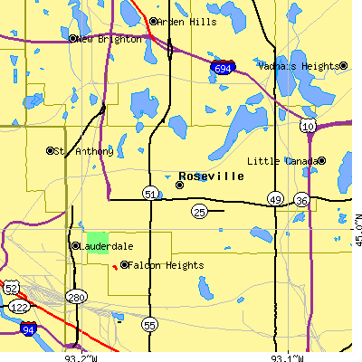 Zip code 55113 close-up map
