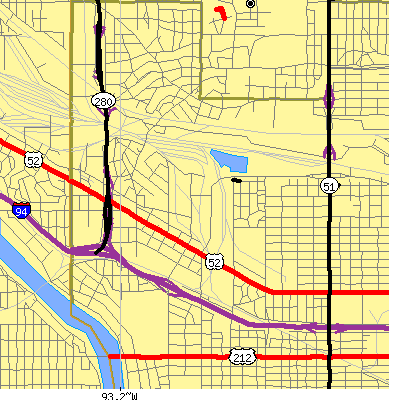 Zip code 55114 close-up map